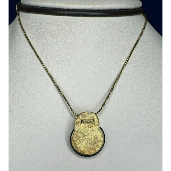 Trifari Gold Tone & Black Acrylic Pac Man Interlocking Circle 18” Necklace! 105 - Picture 4 of 8